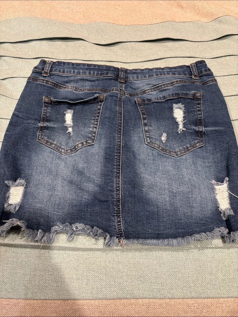 Wax Jean Distressed Blue Denim Mini Skirt - Picture 4 of 4